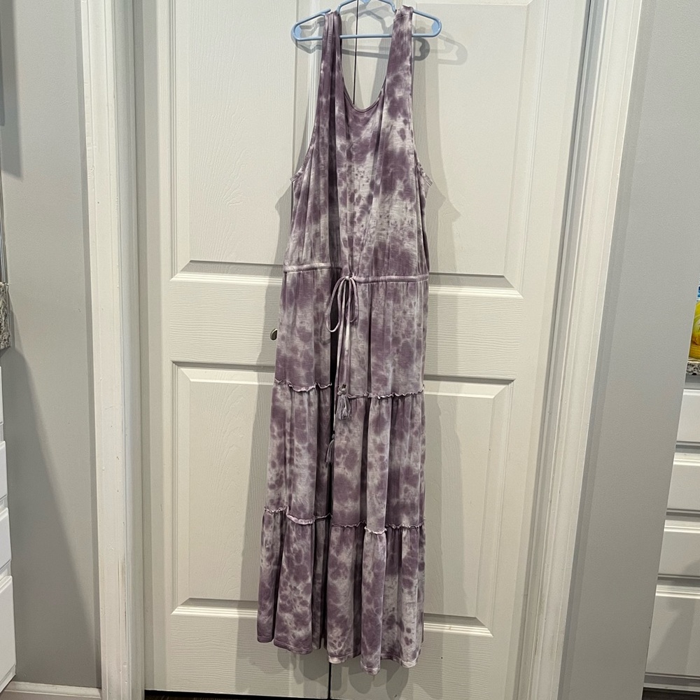 Purple and white maxi dress. Size L.
